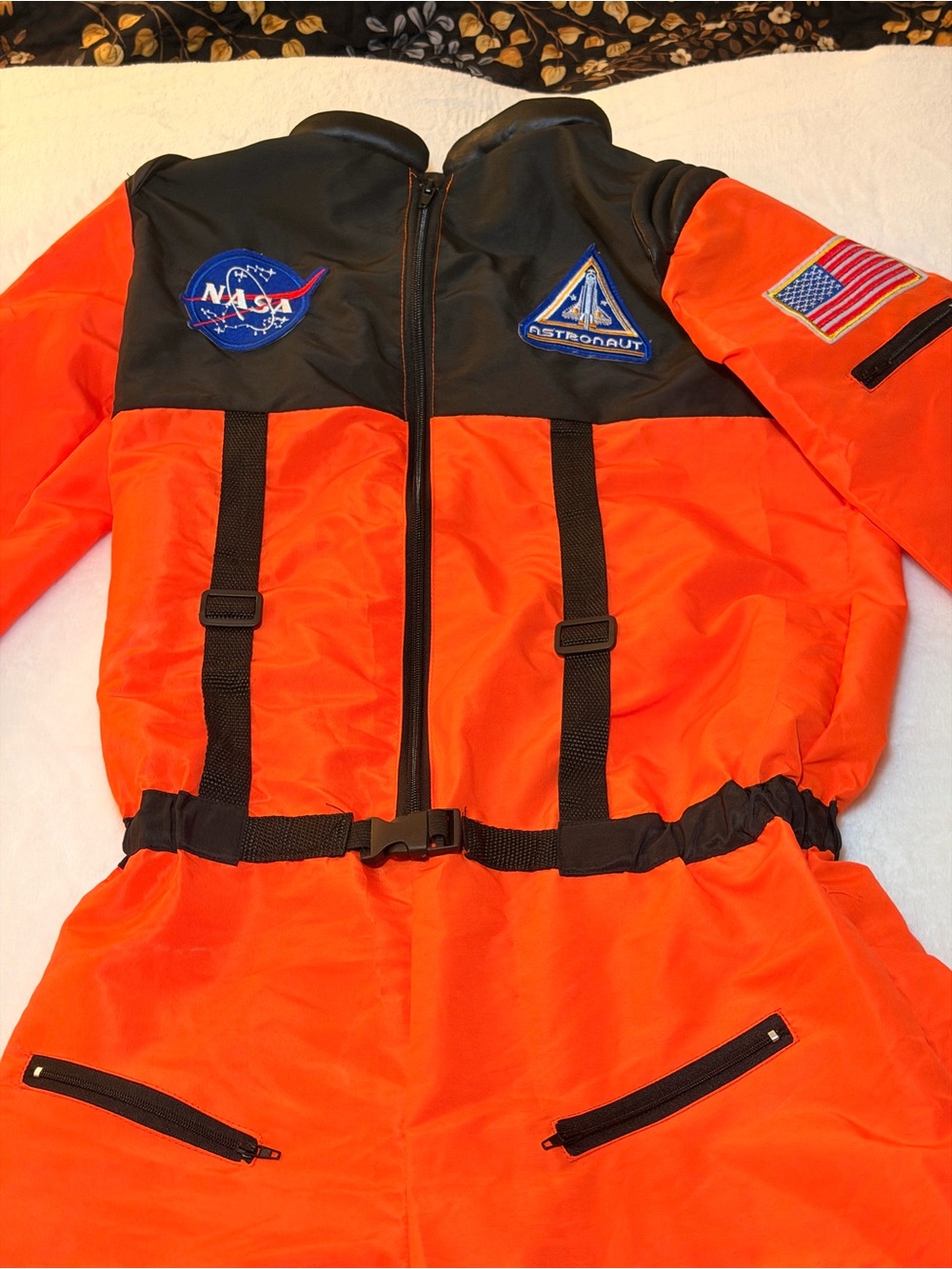 Orange Astronaut Kids Costume Jumpsuit size: L - Picture 3 of 9
